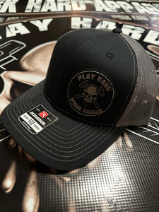 Black Charcoal Laser Leather Engraved Hat