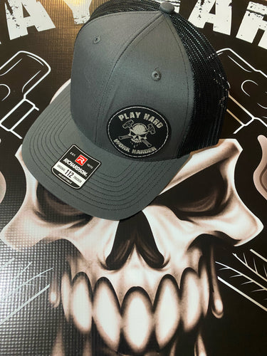 Grey Leather Laser Engraved Hat