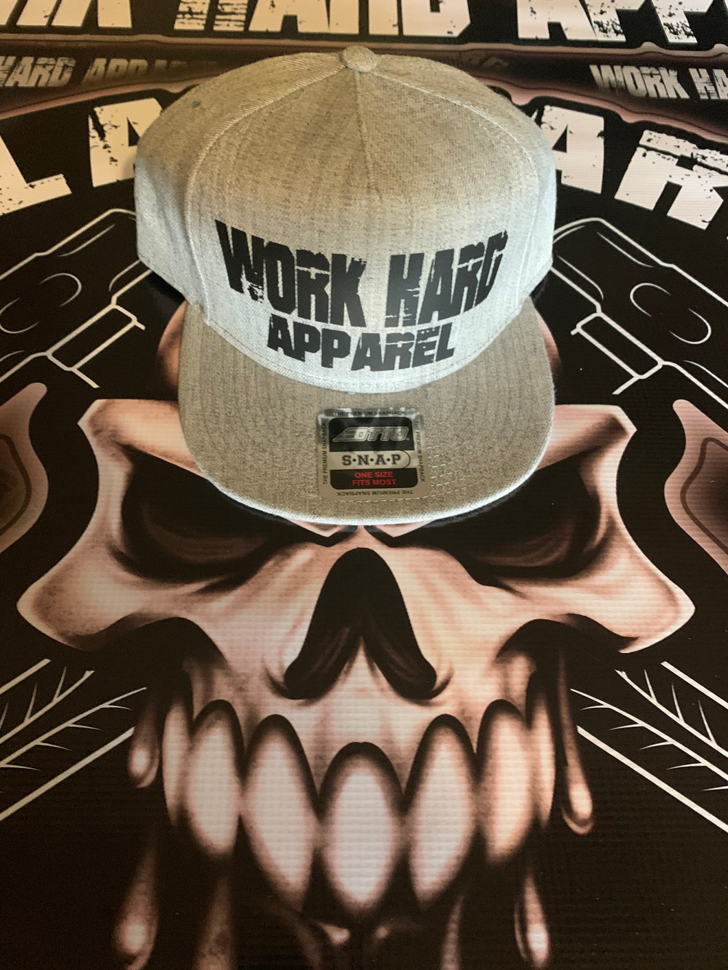 Grey Work Hard Apparel Hat